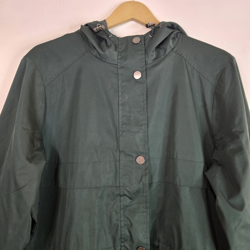 TIME and TRUE Women's Size XL Green Hooded Rain/Trench Jacket - Picture 3 of 13